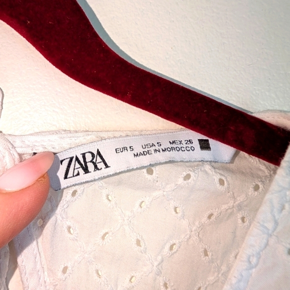 NWOT Zara White Eyelet Ruffle Mini Dress Whimsy CottageCore Beach Coquette - Picture 4 of 14